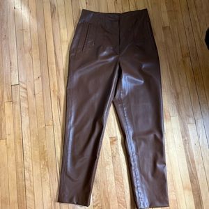 Brown vegan leather Zara pants